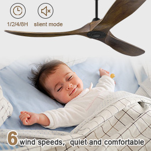 60 Inch Modern Style Luxury Ceiling Fan with Wooden Blades, Energy-Efficient DC Motor, and Remote Control