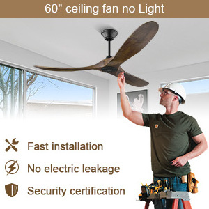 60 Inch Modern Style Luxury Ceiling Fan with Wooden Blades, Energy-Efficient DC Motor, and Remote Control