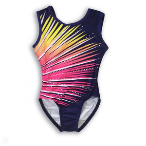 YIyi garment design  new style  printing lycra short sleeve leotard gymnatics leotard