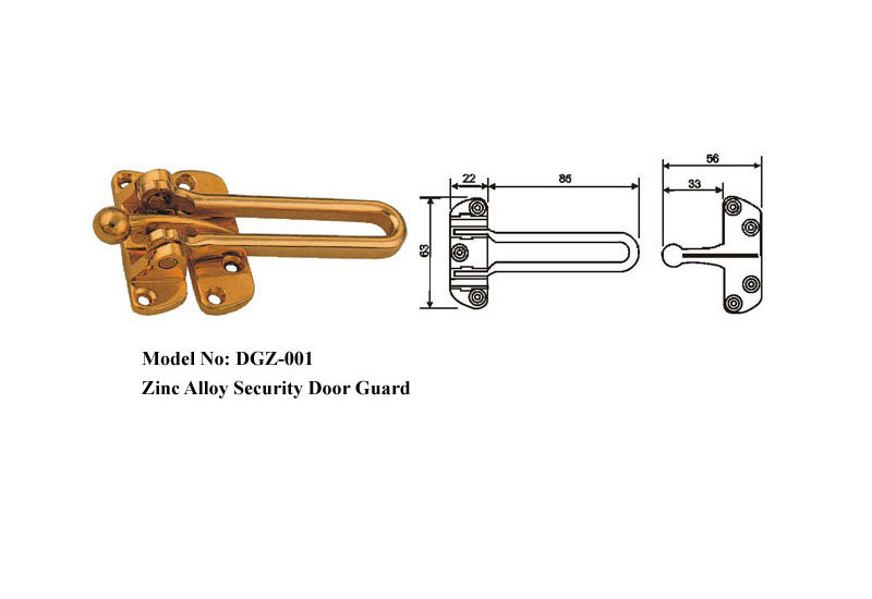 Door Security Reinforcement Stainless Steel Zinc Alloy Brass Swing Bar Door Guard Chrome PVD Gold Nickel Plated