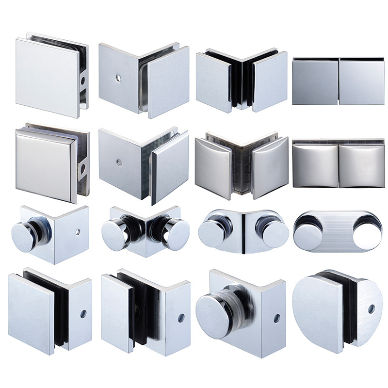 304 Stainless Steel 180 Degree Square Glass Clamp shower Door Fixed Panel Glass to Glass Corner Clamp