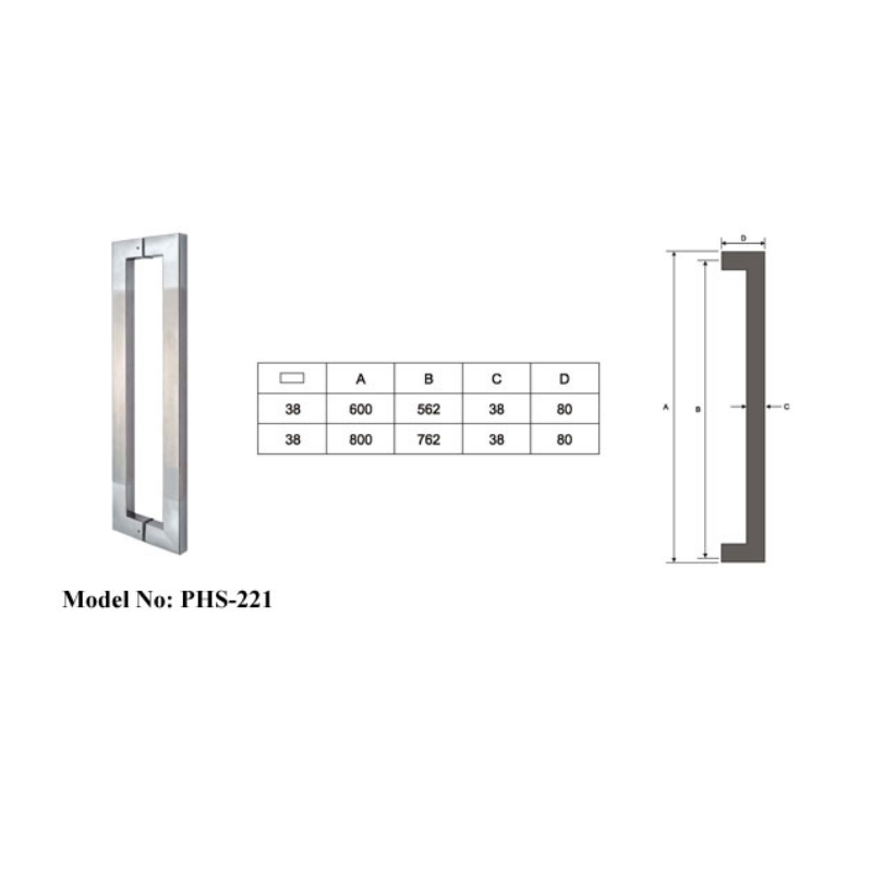 Pull Door Handle Oil Rubbed Bronze Square Rectangular Stainless Steel exterior bathroom shower glass door pull handles