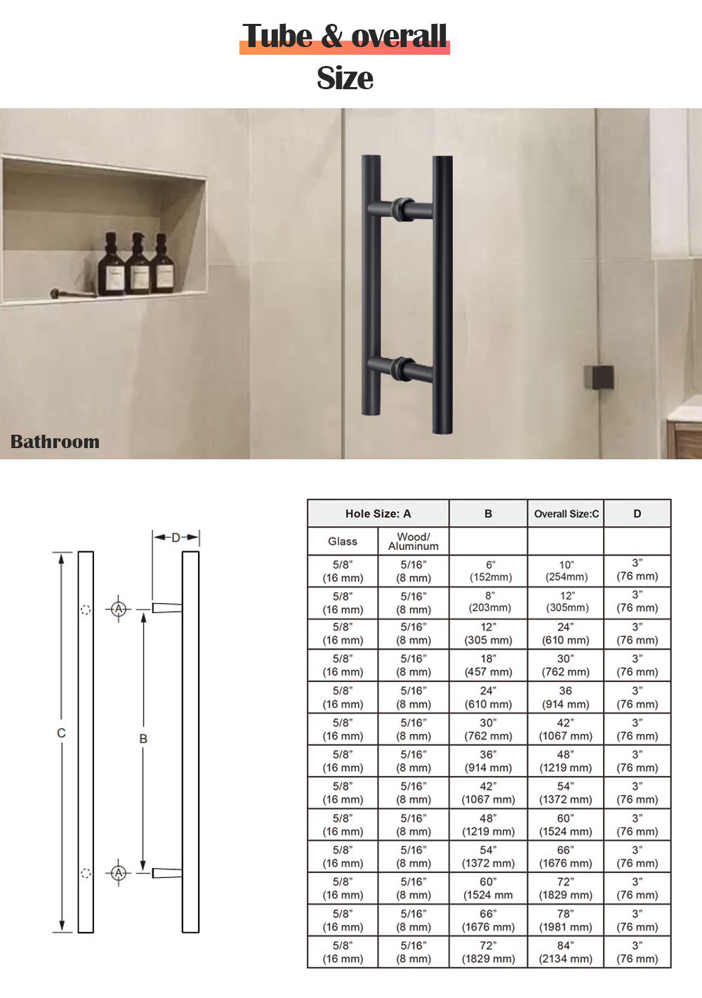 Wholesale Stainless Steel Door Pull Handle Bathroom Towel Holder Push Pull Door Handle