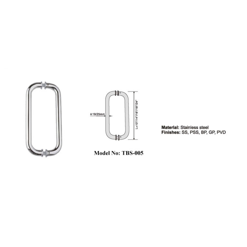 American Frameless Shower Door Hardware Satin Nickel Rounded Corner Standard Tube Pull Handle