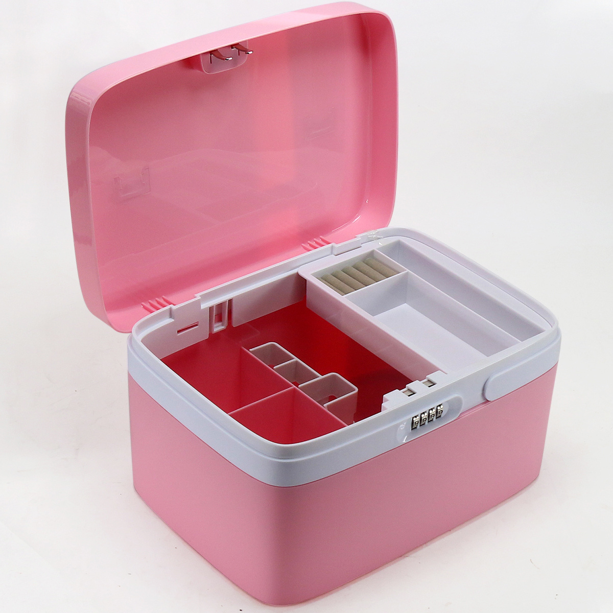 Professional Portable Small Makeup Train Case Artist Lockable Aluminum Cosmetic Organizer Storage Box with Locker