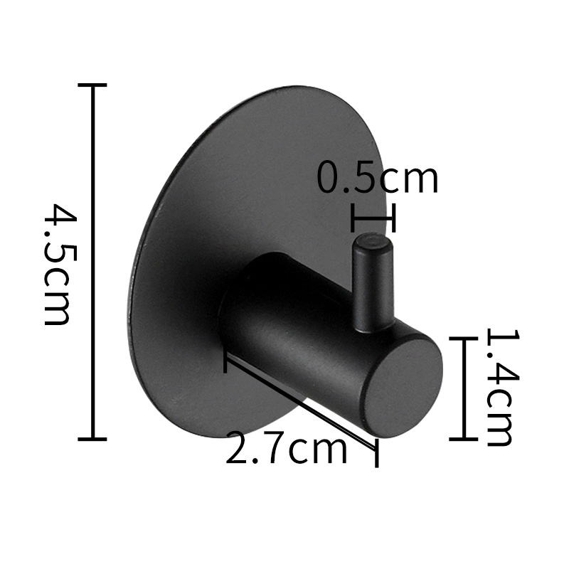 Traditional Black Adhesive Round Clothes Hook Multifunction Stainless Steel Wall Hangers Coat Towel Hooks