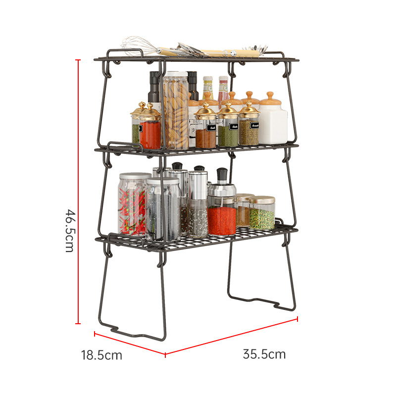 Best Selling Metal Foldable Multifunctional Storage Rack Portable Kitchen Shelf Organizer Racks