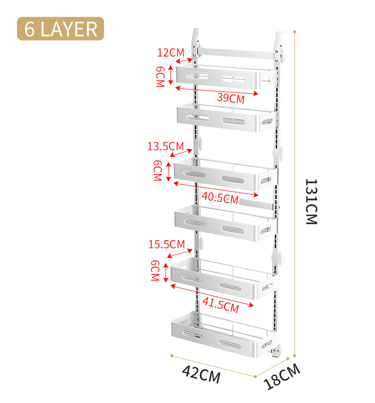 6 Tier Metal Pantry Door Storage Organizer Hanging Kitchen Wall Shelf Rack With Baskets