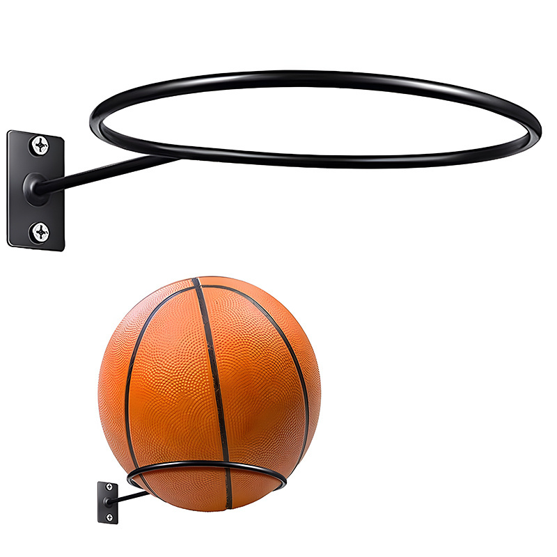 Black Mounted Ball Wall Storage Display Metal Ball Rack Holder For Basketball Football Volleyball Soccer