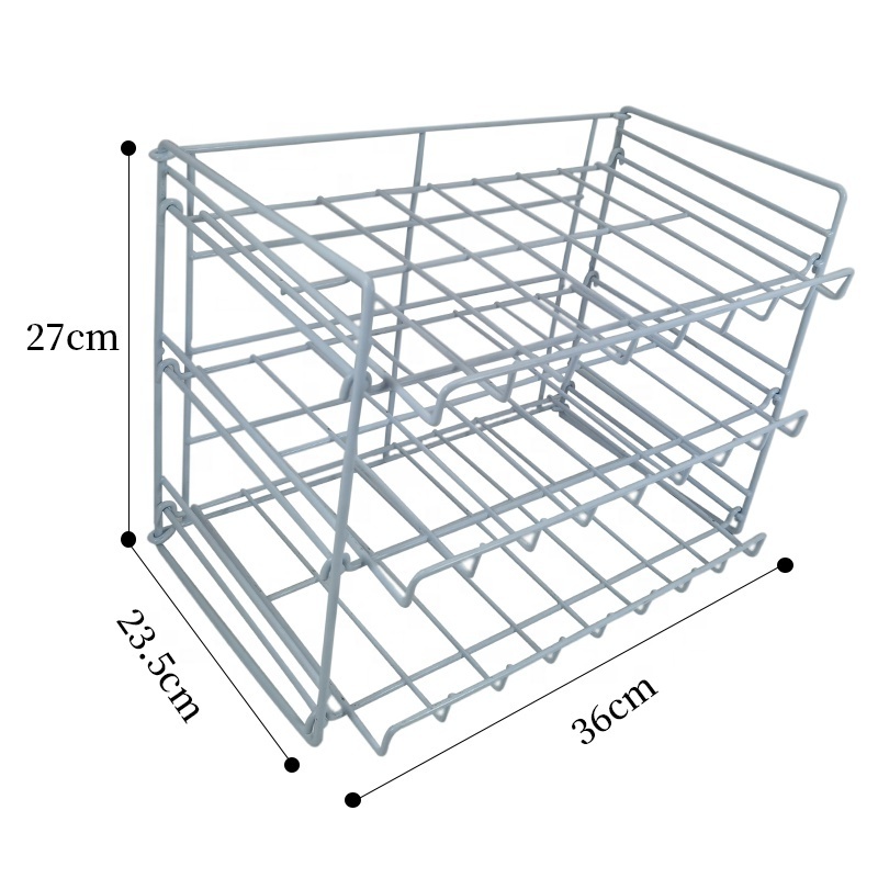 Factory Wholesales Metal Iron Wire Kitchen Can Rack Organizer White PE coating Can Storage Dispenser Shelf