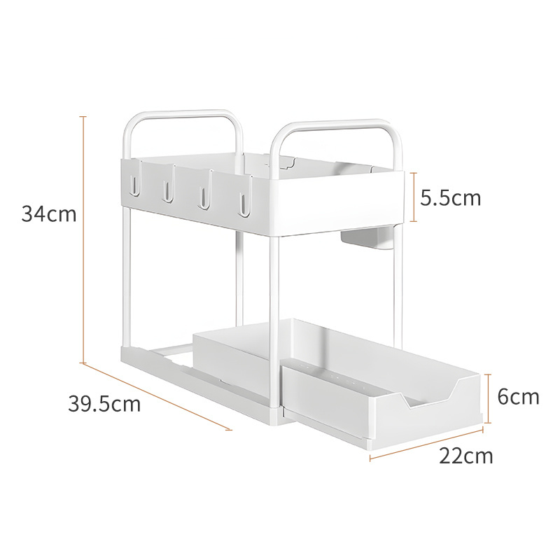 Under Sink Organizer Sliding Cabinet Basket 2 Tier Storage Put Out Drawer Rack Shelf For Bathroom Kitchen