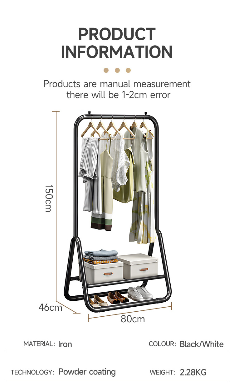 Metal Garment Rack Freestanding Hanger Heavy Duty Clothes Drying Rack Coat Stand Storage Shelf