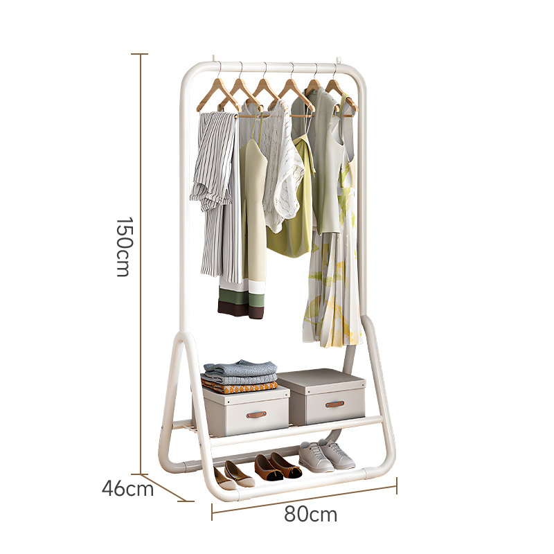 Floor Standing Metal Cheap Double Layers Clothing Racks Clothes Coat Hanger Garment Display Rack