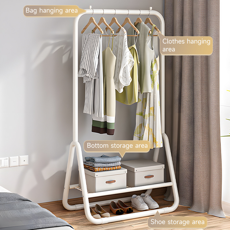 Floor Standing Metal Cheap Double Layers Clothing Racks Clothes Coat Hanger Garment Display Rack