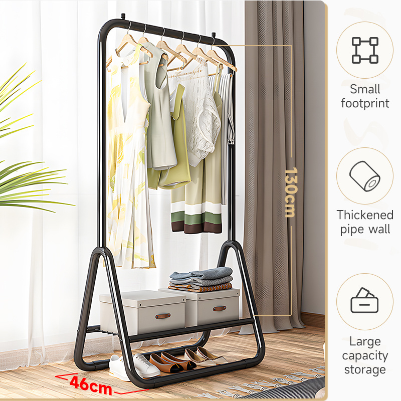 Floor Standing Metal Cheap Double Layers Clothing Racks Clothes Coat Hanger Garment Display Rack