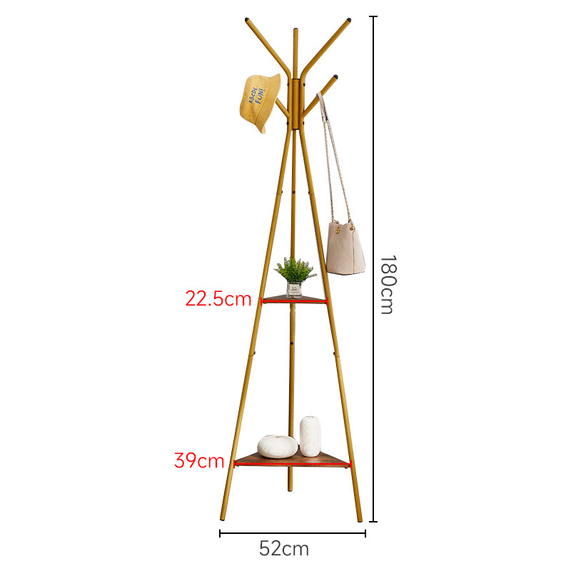 Golden Coat Racks Living Room Bedroom Hanging Clothes Metal Floor Tripod Cloth Stand Rack