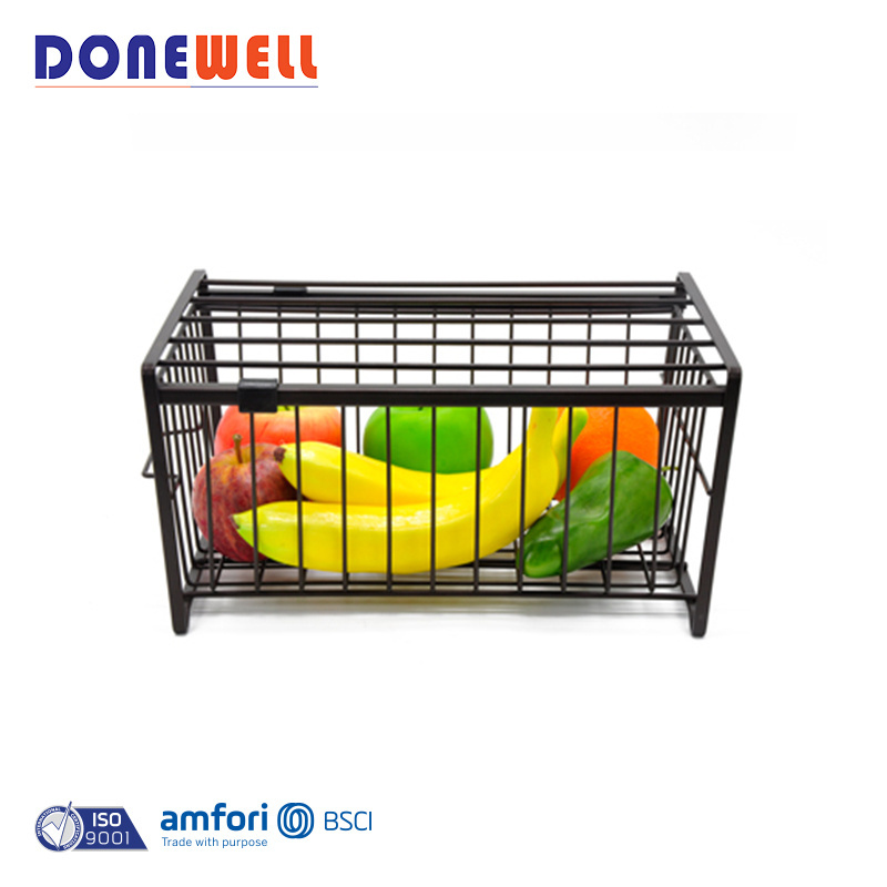 Factory hot sales one tier iron wire basket drawer for kitchen bronze coating color