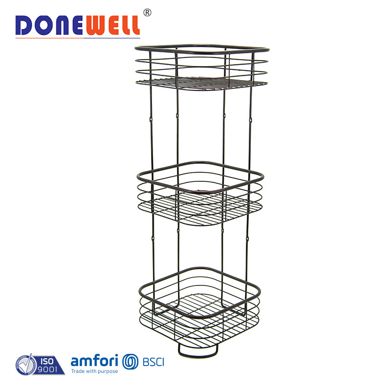 Factory directly floor shelves hanging corner wall powder coated metal bathroom rack shower caddy