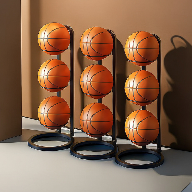 3 Layers Basketball Single Sided House Wall Mounted Ball Storage Holder Stackable Metal Basketball Rack