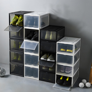 Home Stackable Shoe Rack Foldable Multi Functional Sneaker Plastic Shoe Box Container Organizer Storage