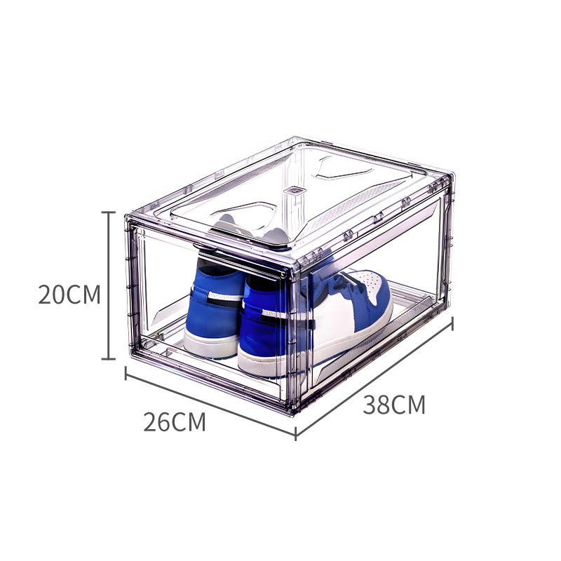 Wholesale Foldable Transparent Plastic Sneaker Stackable Shoe Storage Boxes Drawer Type Magnetic Clear Shoe Box