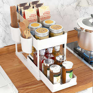 2 Tier Kitchen Rack Pull Out Sliding Shelf Under Sink Organizer Cabinet Storage Drawer With Baskets