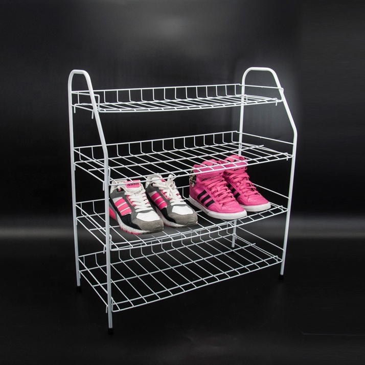 PE Coating Removable Living Room Wholesale Modern Iron Wire Metal Shoe Rack