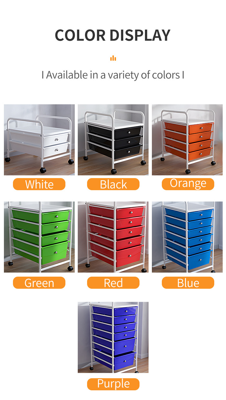 Living Room Space Saving Organizer Rolling Cart 6 Tier Plastic Storage Trolley With Drawers