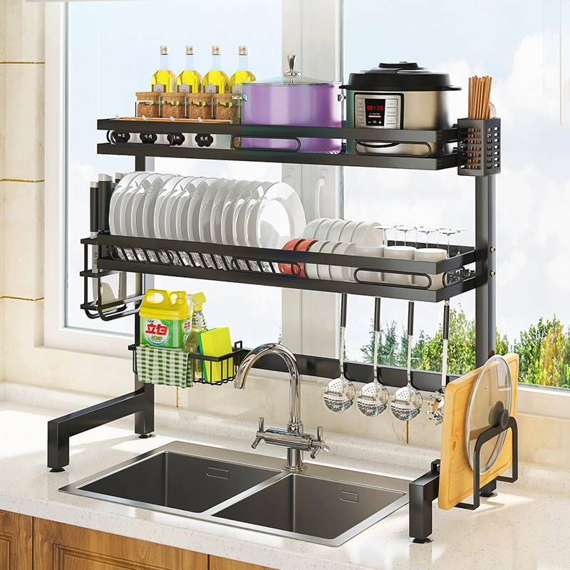 Wholesale Multi-Function 2 Tier Metal Kitchen Storage Organizer Shelf Over The Sink Dish Rack