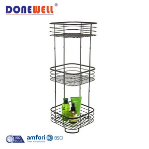 Factory directly floor shelves hanging corner wall powder coated metal bathroom rack shower caddy