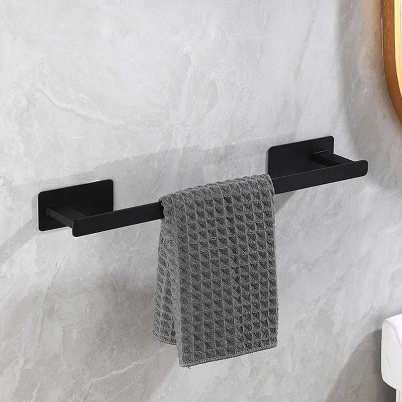 Hotel Robe Hook Black Hardware Paper Holder Towel Bar 6-piece Metal Bathroom Accessories Sets