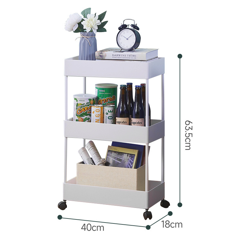 3 Tier Storage Rolling Cart Racks Mobile Shelving Unit Organizer Shelf for Bedrooms Kitchen