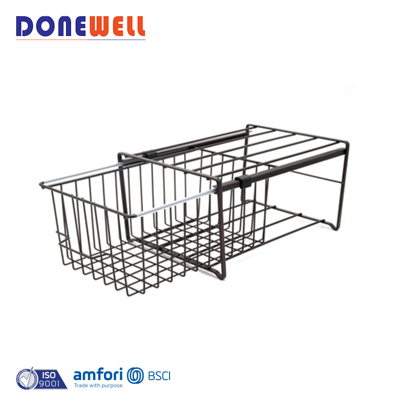 Factory hot sales one tier iron wire basket drawer for kitchen bronze coating color