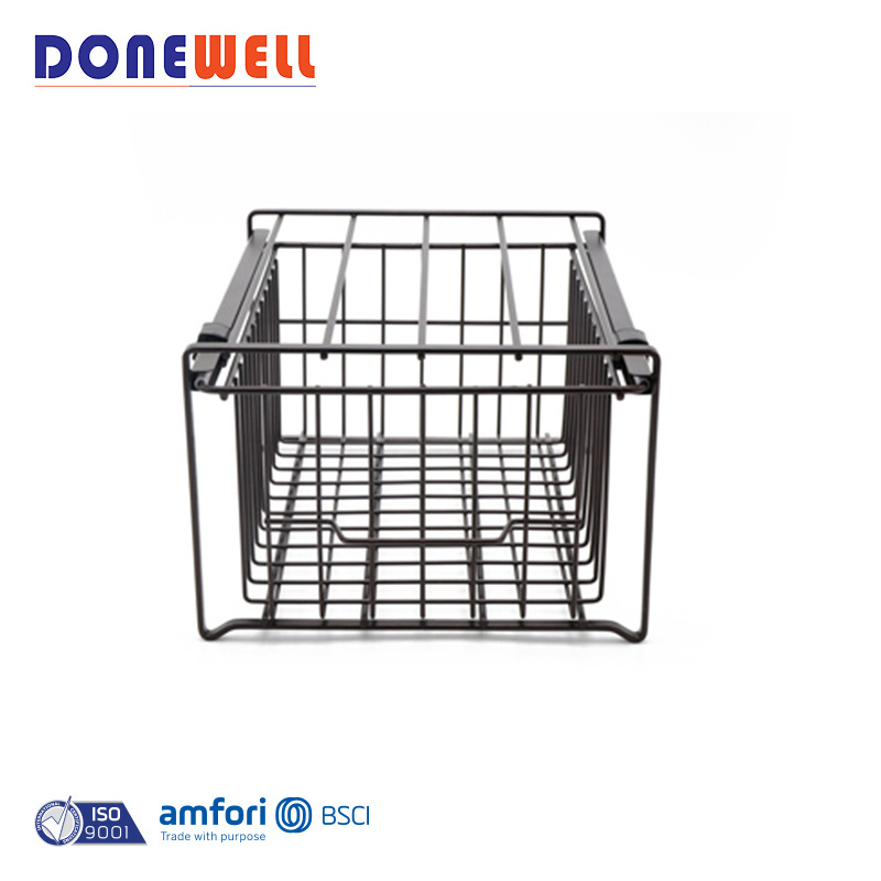 Factory hot sales one tier iron wire basket drawer for kitchen bronze coating color