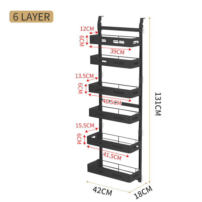 6 Tier Metal Pantry Door Storage Organizer Hanging Kitchen Wall Shelf Rack With Baskets