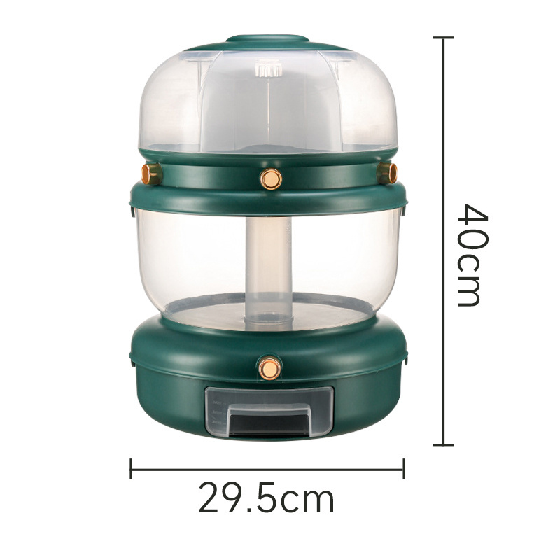 Divided Plastic Cereal Rice Grain Dispenser 360 Degree Dry Food Kitchen Cabinet Rotating Storage Container