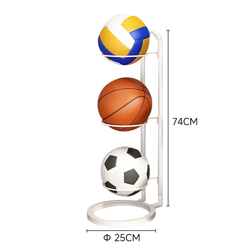 3 Layers Basketball Single Sided House Wall Mounted Ball Storage Holder Stackable Metal Basketball Rack