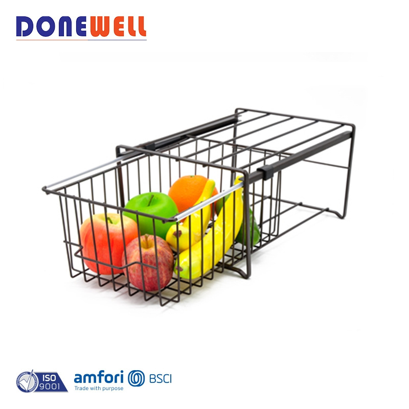 Factory hot sales one tier iron wire basket drawer for kitchen bronze coating color