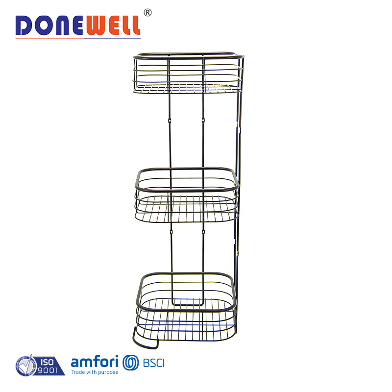 Factory directly floor shelves hanging corner wall powder coated metal bathroom rack shower caddy