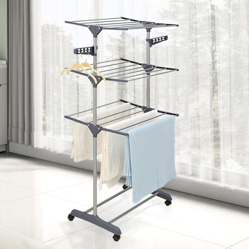 Indoor And Outdoor 3 Tier Clothes Airer Racks Hanger Folding Metal Storage Laundry Dryer Rack