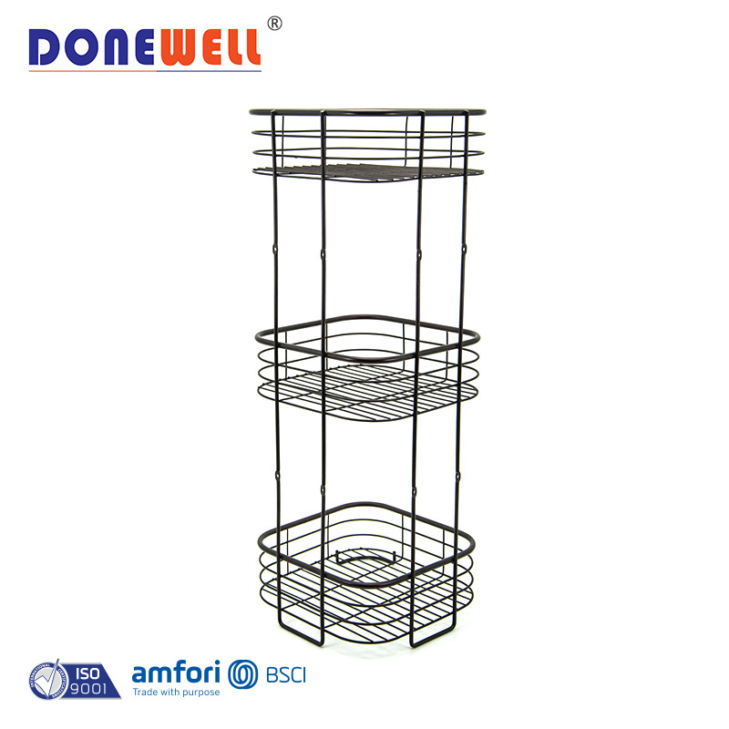 Factory directly floor shelves hanging corner wall powder coated metal bathroom rack shower caddy