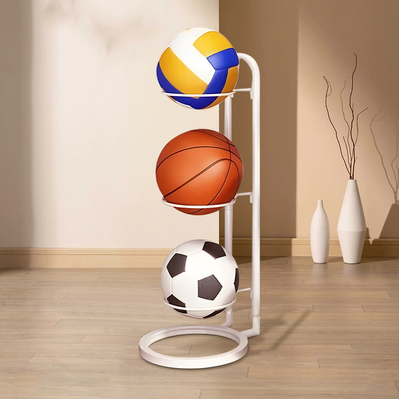 3 Layers Basketball Single Sided House Wall Mounted Ball Storage Holder Stackable Metal Basketball Rack