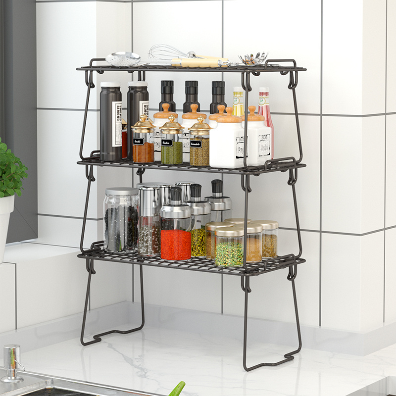 Best Selling Metal Foldable Multifunctional Storage Rack Portable Kitchen Shelf Organizer Racks