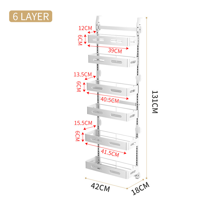 6 Tier Metal Pantry Door Storage Organizer Hanging Kitchen Wall Shelf Rack With Baskets