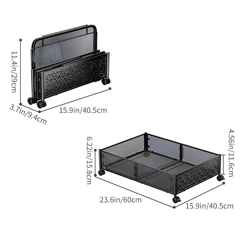 Foldable Metal Under Bed Storage Containers Shoes Clothes Blankets Organizer With Wheels