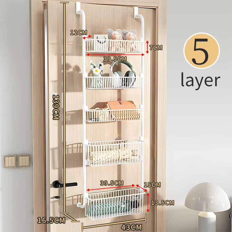 Heavy Duty Over The Door Organizer 5 Tier Pantry Door Rack Storage Organization With 5 Baskets