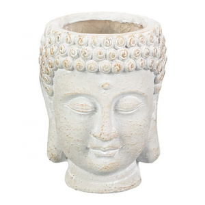 White Buddha Garden Pot Flowerpot Resin Buddha Head Planter