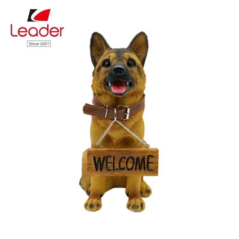 Resin Outdoor Statues Puppy The Beagle Dog Statue 12 inch with Welcome Sign