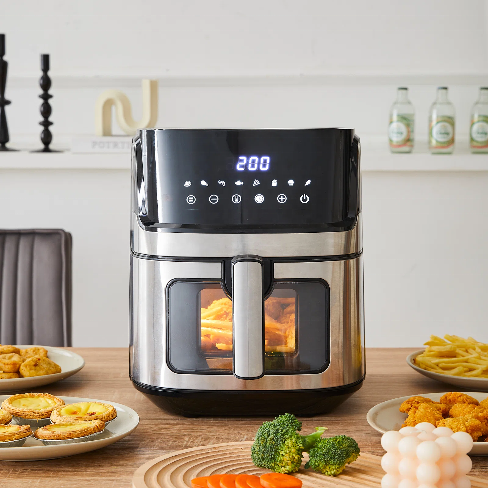 2023 Fryer Oil Free 8L Oven Commercial Digital Stainless Steel Home Use Touch Screen Air Fryer