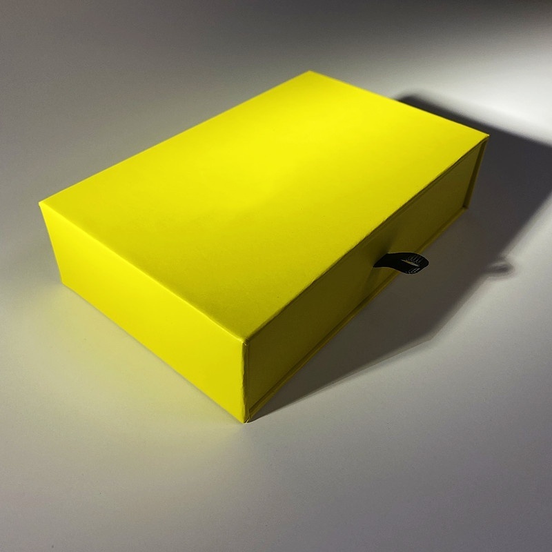 Wholesale Custom logo Sliding Drawer type Packaging Yellow jewelry Gift Box cardboard Drawer jewelry box